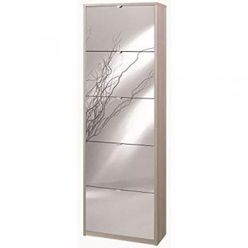Sarmog Ultra‑Slim Footwear Closet 63x29x190 cm – Reflective Doors, Orme Blanc