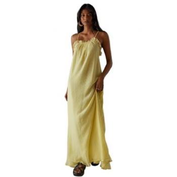 Marble Dobby Chiffon Halter Maxi Dress in Yellow for Women – Size 8