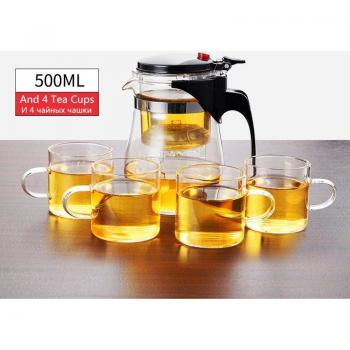 Ensemble de Thé Pratique en Verre – Tasses, Infuseur et Bouilloire