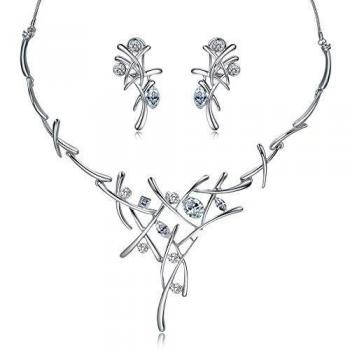 Bijoux Femme Rose doré Croix Collier et Boucles d'oreilles