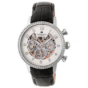 Beatrice Heritage: Stainless Steel Automatic Skeleton Dial Leather Band with Day/Date