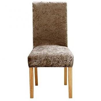 Melange Velvet UMI Essentials 4‑Set Dining Chair Covers – Khaki