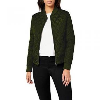 Urban Classics Women's Diamond Quilt Nylon Jacket, Olive Green