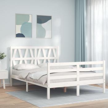 Masivní dřevěný rám postele s bílým čelem Small Double