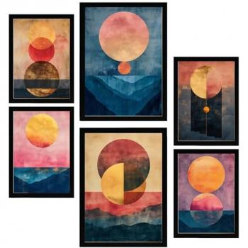 Cuadros decorativos lunas doradas set de 6 para hogar y oficina