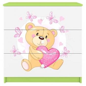 Commode Verte avec Ours en Peluche Fleurs