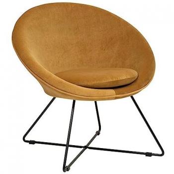 Fauteuil Atmosphera Créateur d'intérieur en velours Evan 76cm ocre