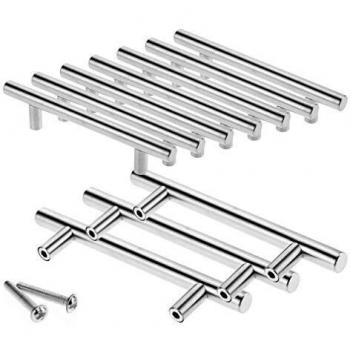 Shentian 10‑Pack Brushed Nickel T‑Bar Cabinet Door Knobs – 96 × 150 mm