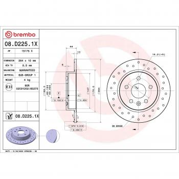 BREMBO 08.D225.1X Disco de freio