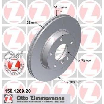 Coated Brake Disc 150.1269.20, manufactured by Zimmermann