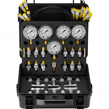 Kit de jauges de pression hydraulique Vevor, 5 manomètres, 13 raccords, 14 connecteurs en T, 5 tuyaux d’essai