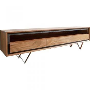 Buffet bas 175 cm Stonegrace acacia naturel 1 compartiment 3 tiroirs placage