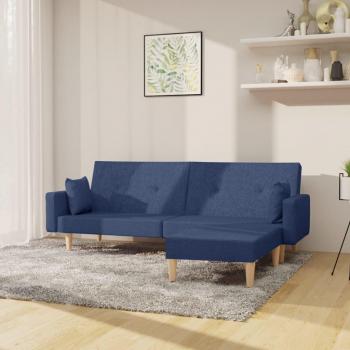 Vidaxl Liege‑Couch 2‑Sitzer inklusive Fußhocker, blauer Stoff