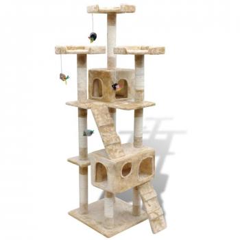 Albero per Gatti con Tiragraffi VidaXL – 170 cm, 2 posti, Beige