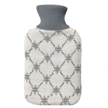 Bolsa de Agua Caliente 1.7L Forro Agradable al Tacto Blanco/Gris