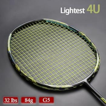 Raqueta de bádminton 4U fibra de carbono 84g G5 con bolsa de velocidad