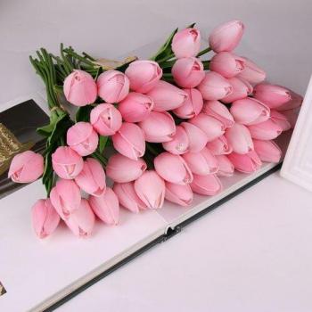 Bouquet de mariage 10 tulipes artificielles en latex