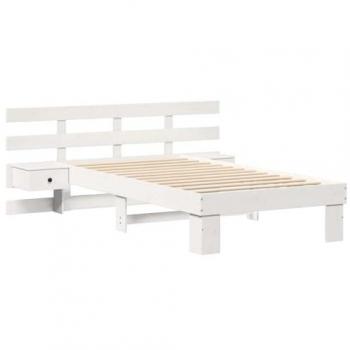 Lit Blanc 80 x 200 cm en Bois Massif de Pin avec Tiroir