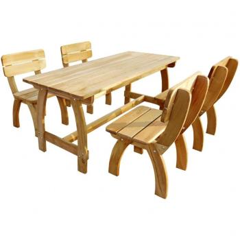 Mesa de Comedor Exterior 5 piezas, Pino Tratado