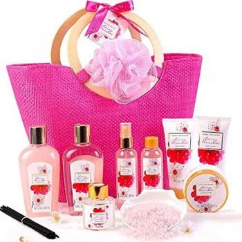 Green Canyon Spa Bath Gift Set for Her in Pink Tote Bag