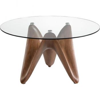 Mesa Comedor Redonda Angel Cerdá 1126.01 Cristal Templado y Nogal Ø140 x 75