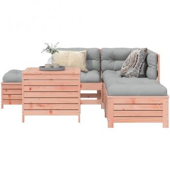 Conjunto de Sofás de Exterior 6 Peças em Abeto-Douglas