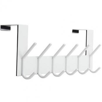 Dseap 6-Hook White Door Mount Rack – For Hats, Trousers, Towels