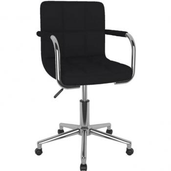 Chaise de travail avec accoudoirs en tissu noir