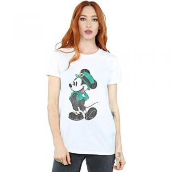 Mickey Mouse St. Patrick Dress Shirt für Frauen – Baumwoll‑Boyfriend‑Tee Weiß