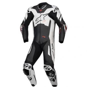 Tuta Moto Alpinestars GP Plus V4 Sprint 1Pc in Pelle Nero/Bianco/Rosso Fluo, Taglia 52