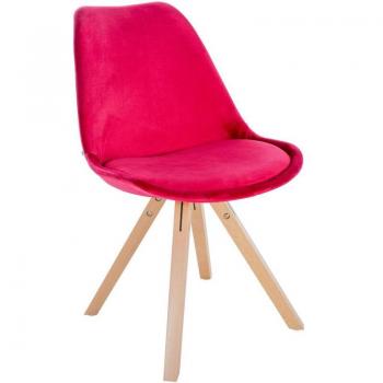 Châssis Chaise Scandinave 100001472 – Velours Rouge, Pieds Bois