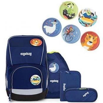 Ergobag Schulranzen-Set Blaulicht Bär – 5‑teiliges Klett-System