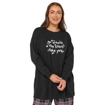 Combinaison pyjama haut à manches longues « Yours Curve Noir »