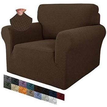 Housse de protection anti-dérapante extensible pour canapés – 1 place – avec accoudoirs – Armée Verte