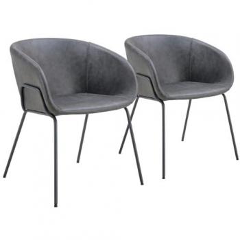 Fauteuils en simili gris foncé André