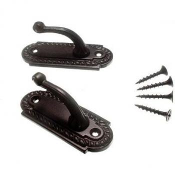 Georgian Style Curtain Hold Back Hooks Black 70MM