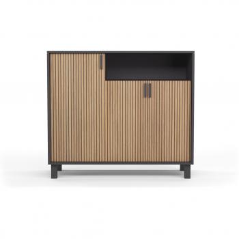 Rangement de chaussures GOTEMBURGO en graphite, portes en motif lattes