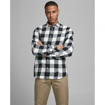 Chemise blanche coton à carreaux Slim Fit Jack & Jones