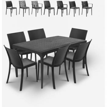 Ensemble de Terrasse Sunrise Noir avec Table et 6 Chaises