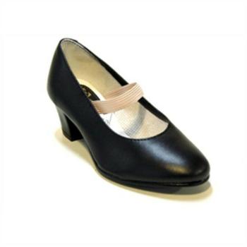 Size 26 Black Flamenco Dance Shoes, Female, Synthetic Leather, Rubber Sole, Medium Heel