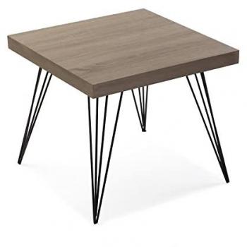 Table d'appoint moderne Denver bois et métal marron et noir 43 x 50 x 50 cm