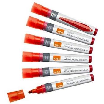 Nobo Liquid Ink Marker Set, 10 Stück, 3 mm Rundspitze, Rot