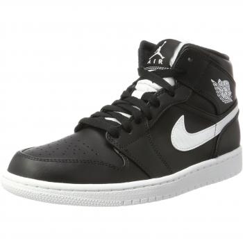 Nike Air Jordan 1 Mid High-Top Basketball Shoes for Men, Black Colorway