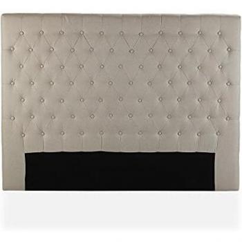 Beige linen headboard (160 x 9 x 120 cm)
