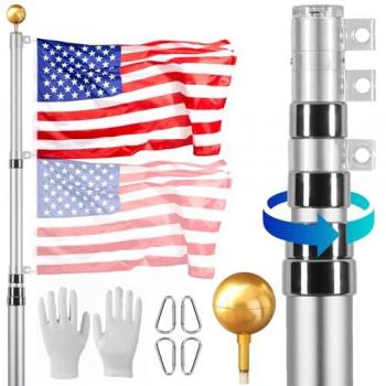 Mât de drapeau télescopique 6090 mm en aluminium robuste pour extérieur