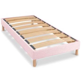 Sommier Bois Lumière Bellecour 90 × 200 cm, finition rose, livré en kit