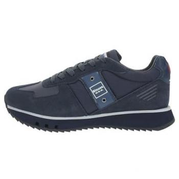 Blue Nylon Suede Sneakers for Him
