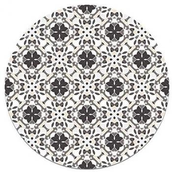 Alfombra de cocina vinílica redonda hidráulico oriental gris 100x100 cm