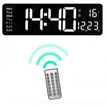 Digital Wall Clock with Temperature, Date, and Remote Control