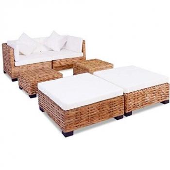 Sofagarnitur 16-tlg. aus natürlichem Rattan